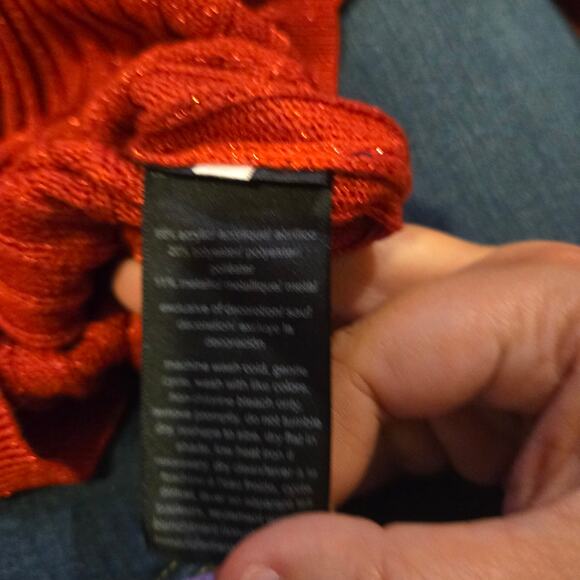 Tommy Hilfiger Red Metallic Ribbed Knit Sweater Size M - Picture 5 of 7